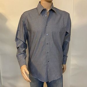 Giorgio Armani Le Collezioni Men's Button Up Dress Shirt Gray 15.5" 100% Cotton